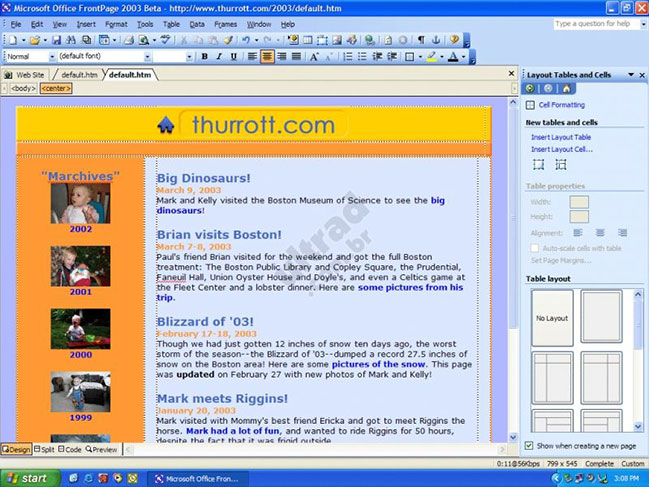 舊時的網站設計