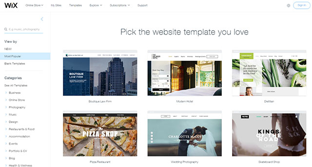 網頁設計軟體-Wix模板